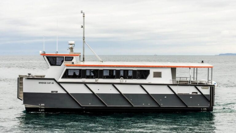 Catamarán híbrido del futuro Bus Nàutic de Palma en el mar