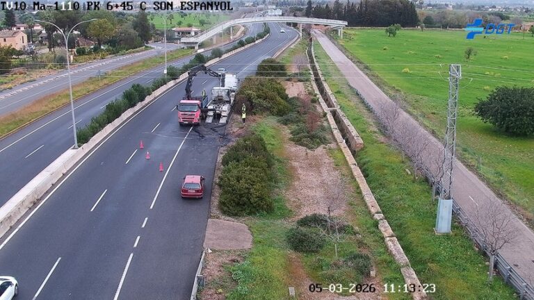Arde un cami&oacute;n en la carretera de Valldemossa