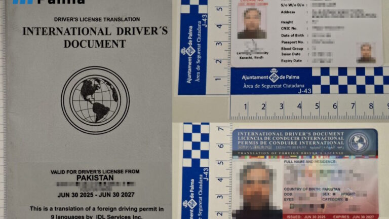 Conductor muestra tres carnés de conducir falsos a la policía local