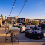Terraza del Hotel President en Budapest con vistas panor&aacute;micas