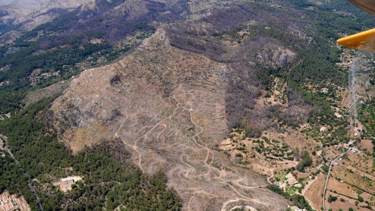 Vista a&eacute;rea de los da&ntilde;os causados por el incendio en Andratx en 2013