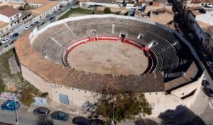 Vista a&eacute;rea de la plaza de toros Inca en Mallorca