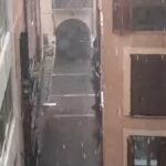 Vista de una calle en Palma durante una tromba de agua intensa