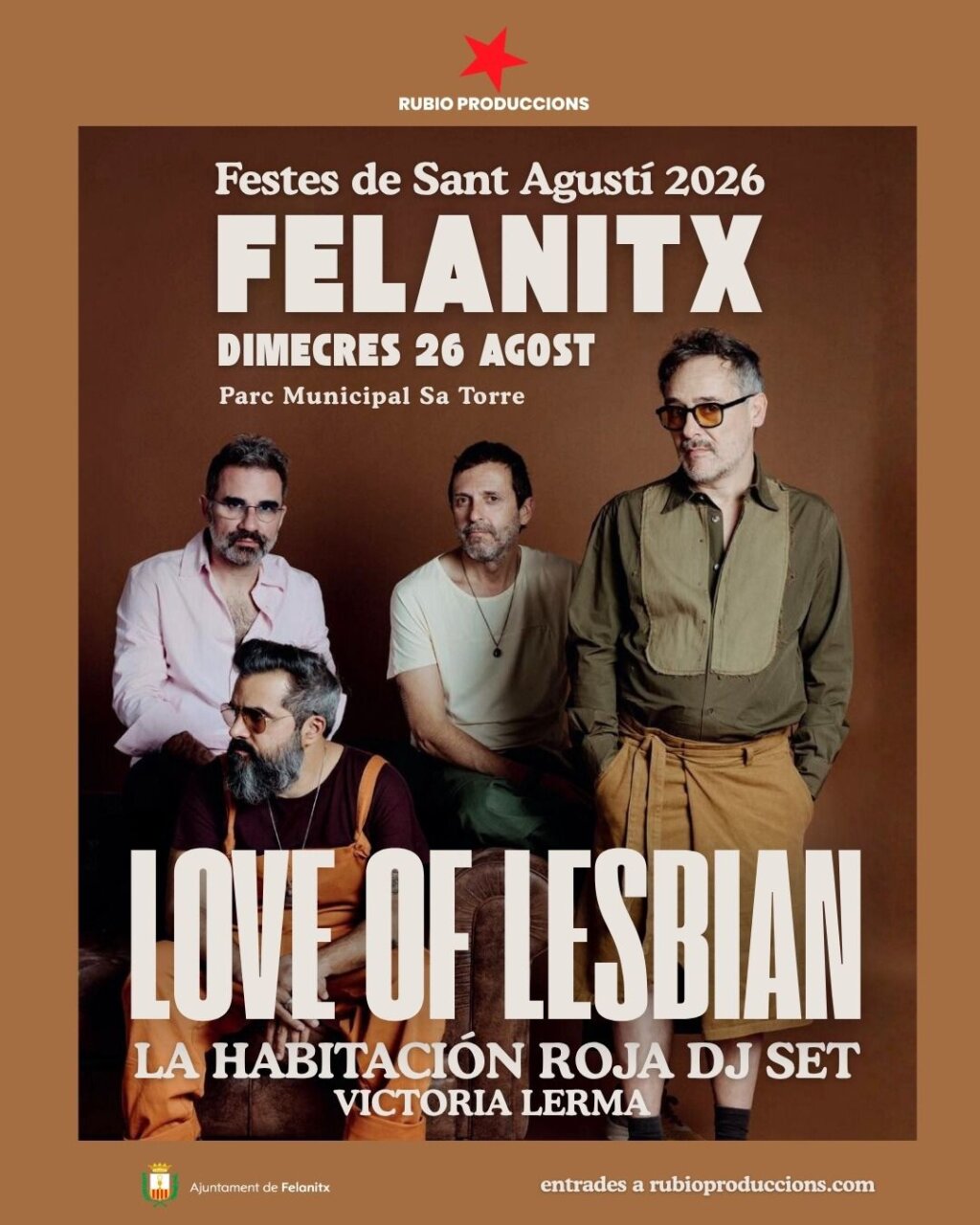 Cartel del evento musical en Felanitx con Love of Lesbian y otros artistas.