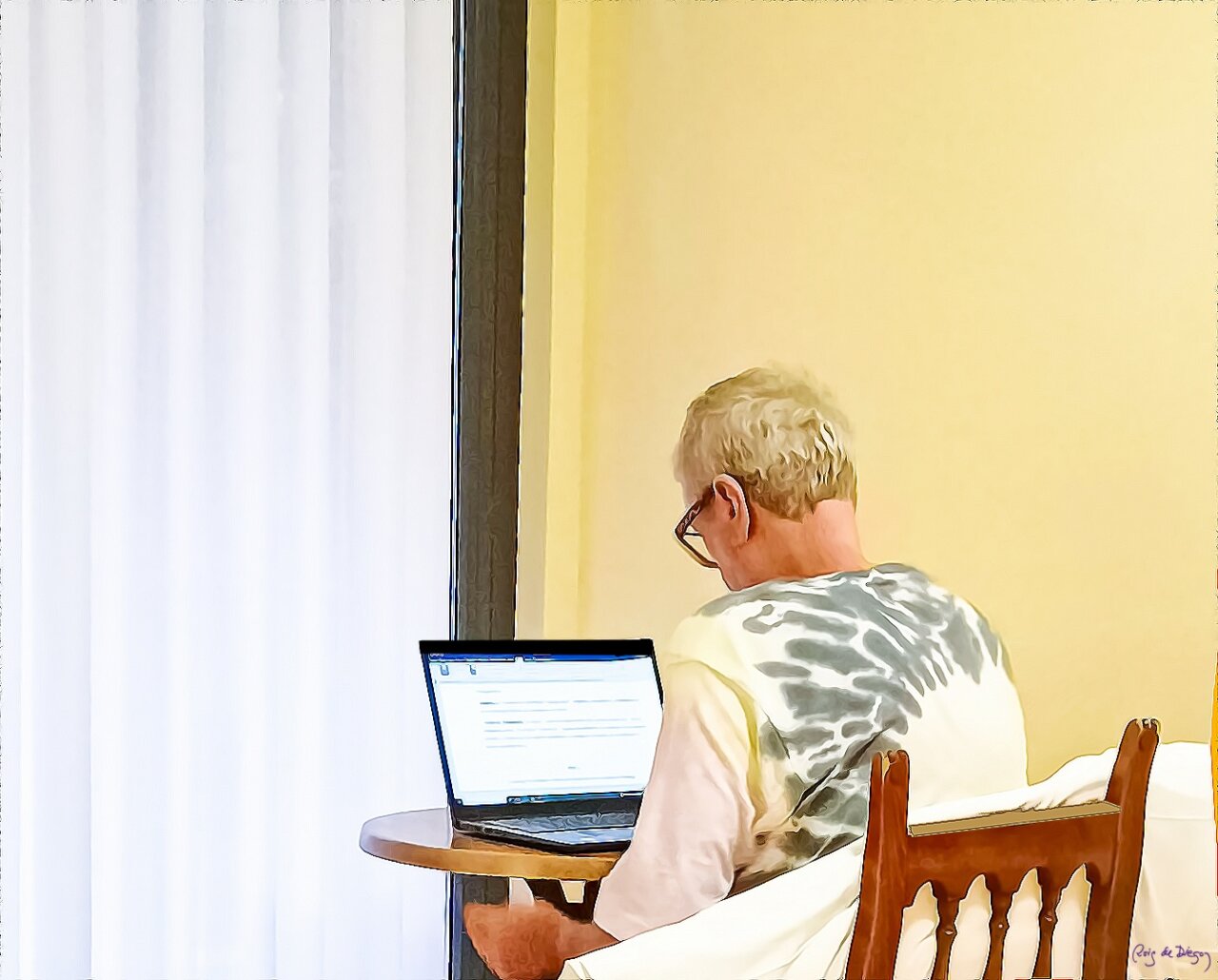 Jaime Roig de Diego trabajando en su computadora en casa.