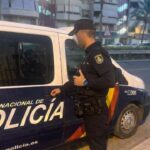 Agente de la Polic&iacute;a Nacional interactuando con una furgoneta en Palma.
