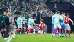 Jugadores del Braga celebran un gol en la Copa del Rey contra el Betis