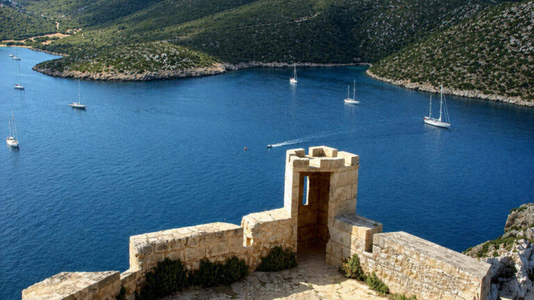Vista del archipi&eacute;lago de Cabrera con aguas azules y barcos