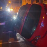 Coche volcado tras accidente en Palma por conductor ebrio