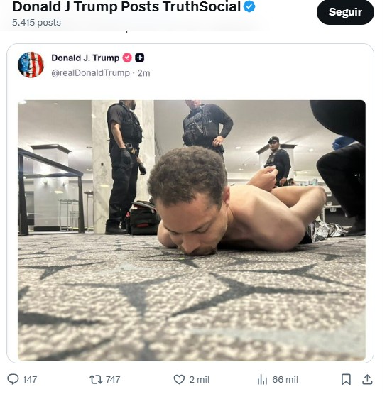 Hombre esposado en el suelo tras intento de atentado a Trump