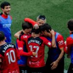 Jugadores del Mallorca celebrando el gol de Jan Virgili contra el Rayo Vallecano