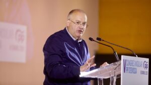 Miguel Tellado hablando en un congreso del PP en Inca