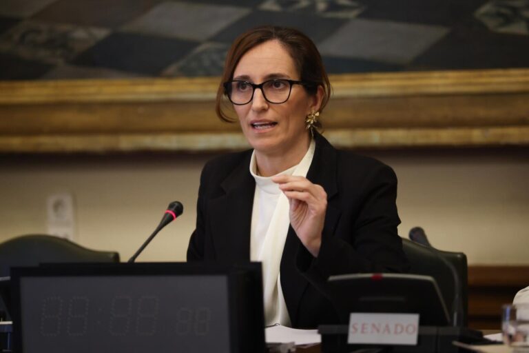 Ministra de Sanidad M&oacute;nica Garc&iacute;a hablando en una reuni&oacute;n