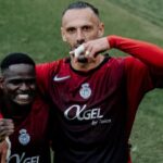 Muriqi y Luvumbo celebrando un gol en el partido del Mallorca