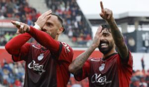 Jugadores del RCD Mallorca celebrando un gol en el estadio