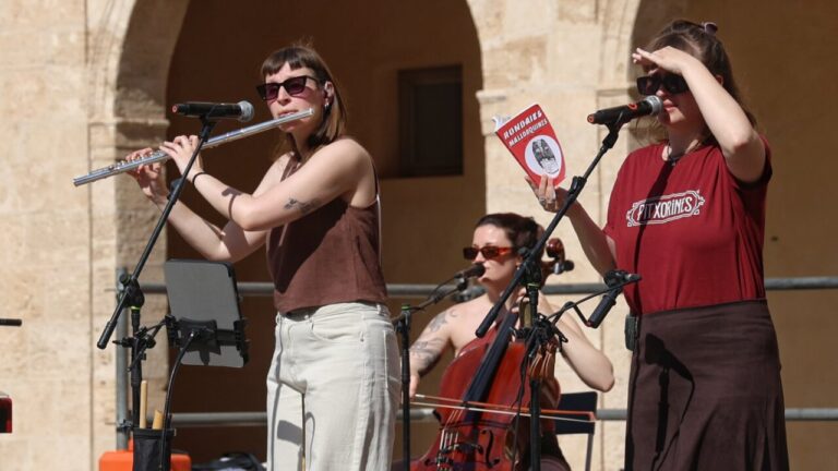 M&uacute;sicos del grupo Pitxorines durante un concierto did&aacute;ctico en Mallorca