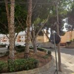 Vista de la zona de Platja d'en Bossa con &aacute;rboles y veh&iacute;culos