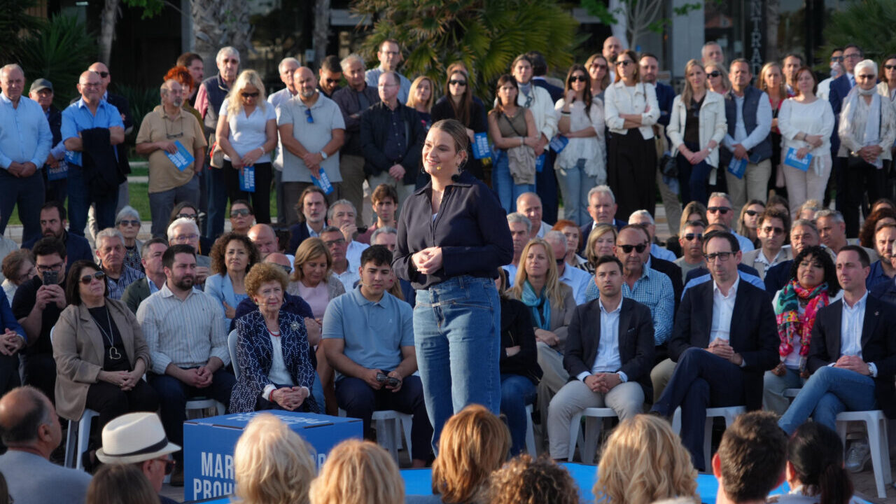 Marga Prohens durante la presentaci&oacute;n de su candidatura en el Portitxol.