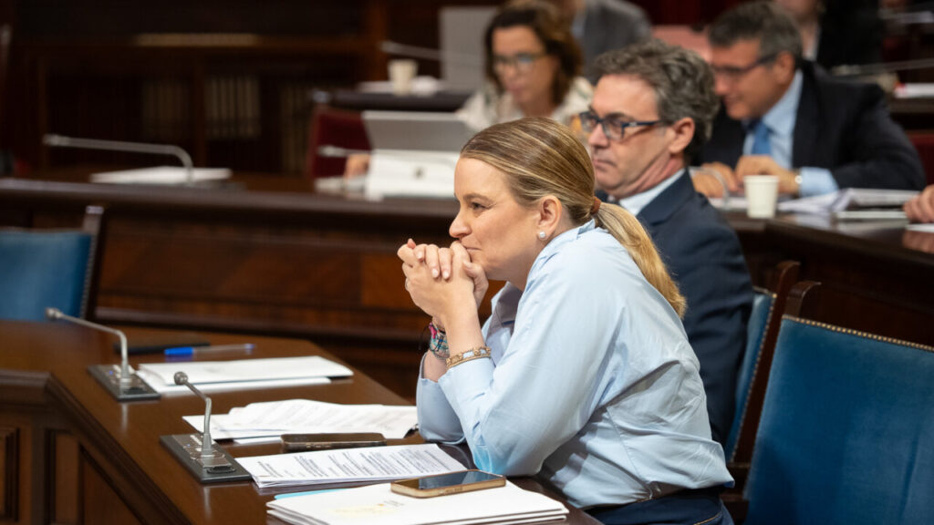 Mujer pensativa en el parlamento durante una sesión