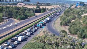 Atasco kilom&eacute;trico en la autopista de Inca por un accidente