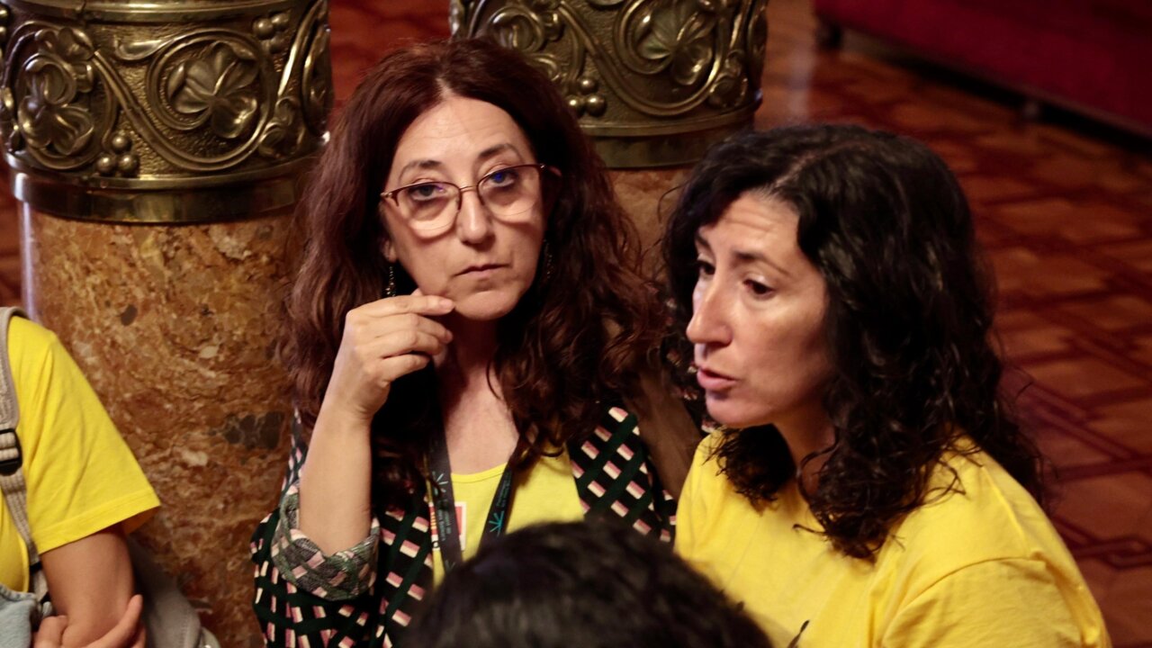 Catalina Cabrer y Amanda Fern&aacute;ndez discutiendo en el Parlament