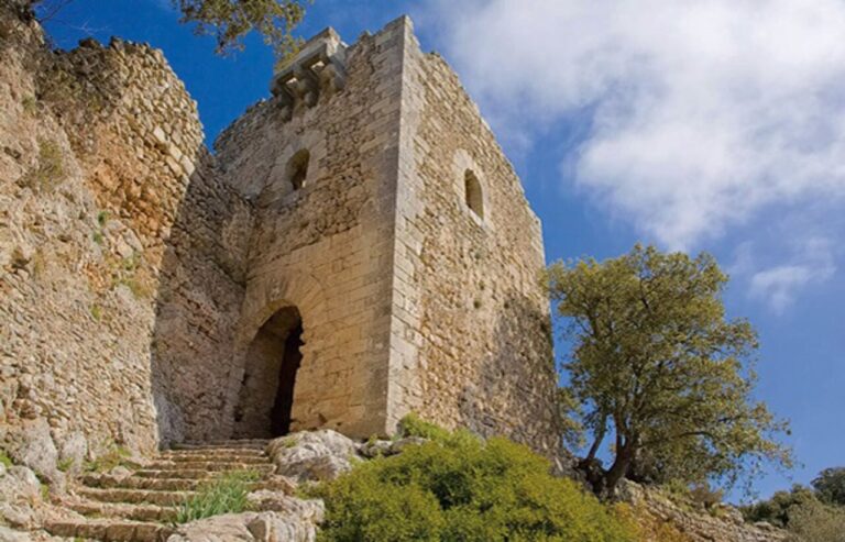 Vista del Castell de Alar&oacute; con escaleras y vegetaci&oacute;n