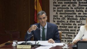 Pedro S&aacute;nchez durante su comparecencia en un evento oficial