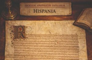 Documento antiguo de los Archivos Vaticanos con la palabra Hispania