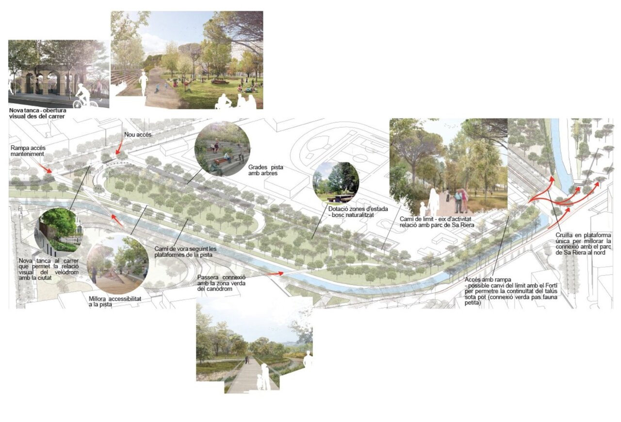 Esbozo del proyecto de rehabilitaci&oacute;n del antiguo vel&oacute;dromo en Palma.