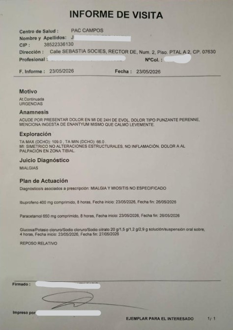 Informe médico sobre la salud de una menor tras explotación laboral en McDonald's.
