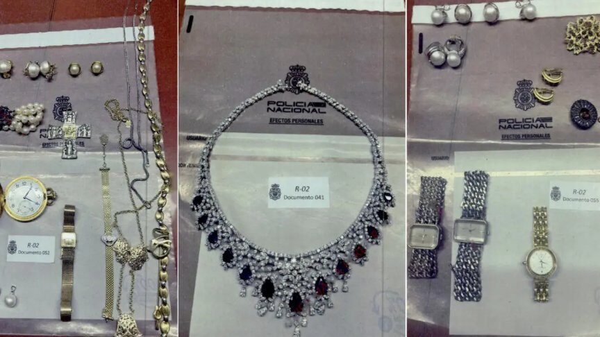 Joyas y relojes confiscados en una caja fuerte de la polic&iacute;a