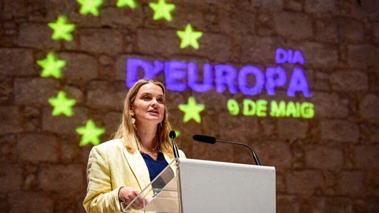Marga Prohens hablando sobre la pol&iacute;tica migratoria en Baleares