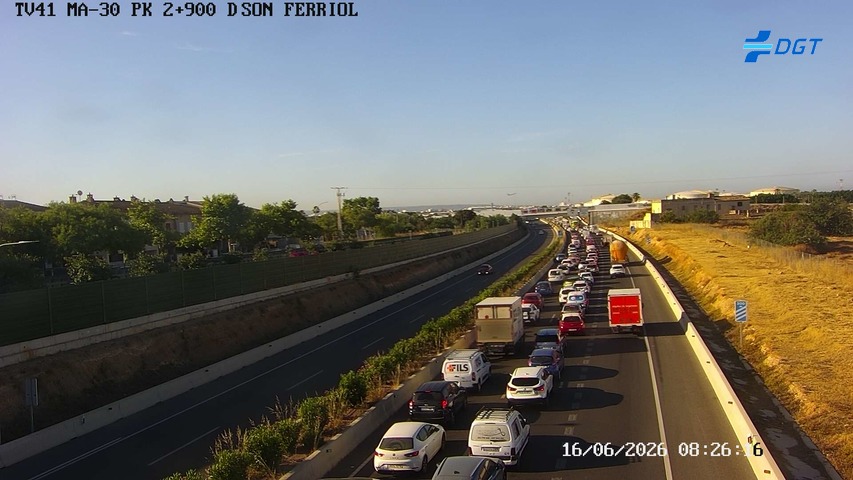 Tráfico en la MA-30 tras un accidente grave en Palma
