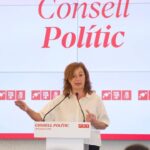Armengol durante su intervención en el Consell Polític del PSIB-PSOE en Palma.