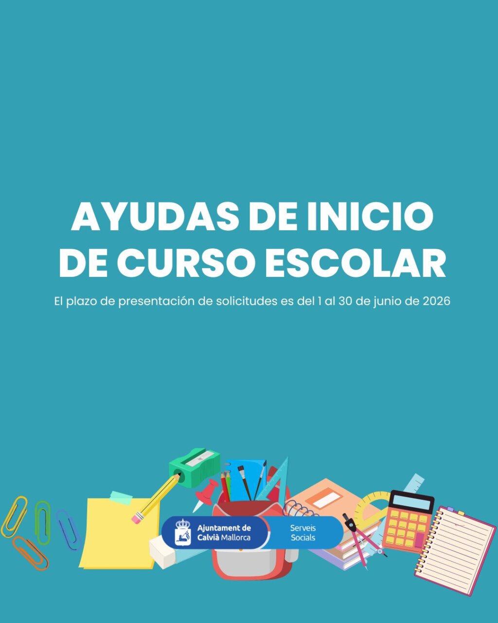 Cartel sobre ayudas para el inicio del curso escolar en Calvi&agrave;