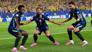 Jugadores de Brasil celebrando un gol en el Mundial 2026