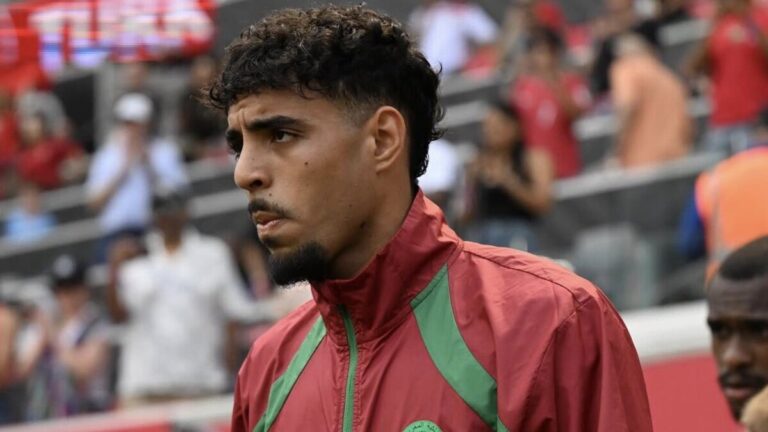 Chadi Riad, jugador de Marruecos, durante un partido del Mundial 2026.