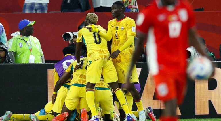 Jugadores de Ghana celebrando un gol en el Mundial 2026