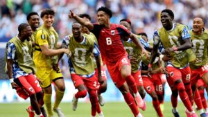 Kevin Pina celebra su gol hist&oacute;rico en el Mundial 2026 con el equipo de Cabo Verde.