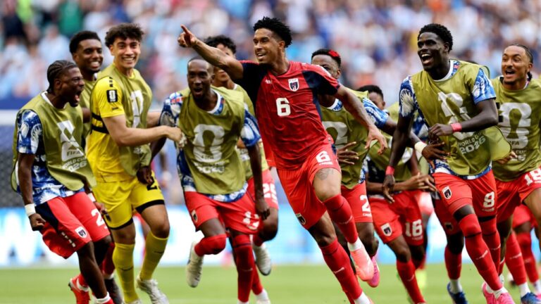 Kevin Pina celebra su gol histórico en el Mundial 2026 con el equipo de Cabo Verde.