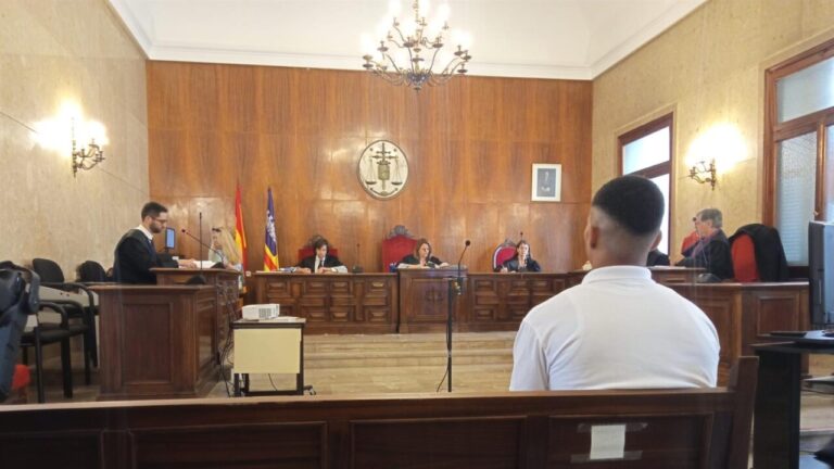Vista del juicio por apu&ntilde;alamiento en Palma con el acusado y el tribunal