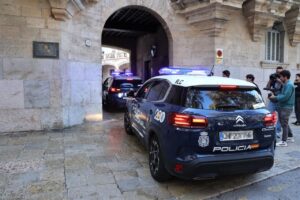 Polic&iacute;a nacional en una escena de juicio por apu&ntilde;alamiento en Mallorca