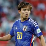 Kubo jugando para Jap&oacute;n durante un partido de f&uacute;tbol
