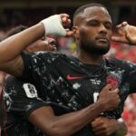 Celebración de Cyre Larin tras marcar un gol para Canadá en el Mundial 2026