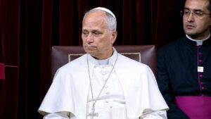 El papa Le&oacute;n XIV durante su discurso ante las Cortes Generales en Espa&ntilde;a.