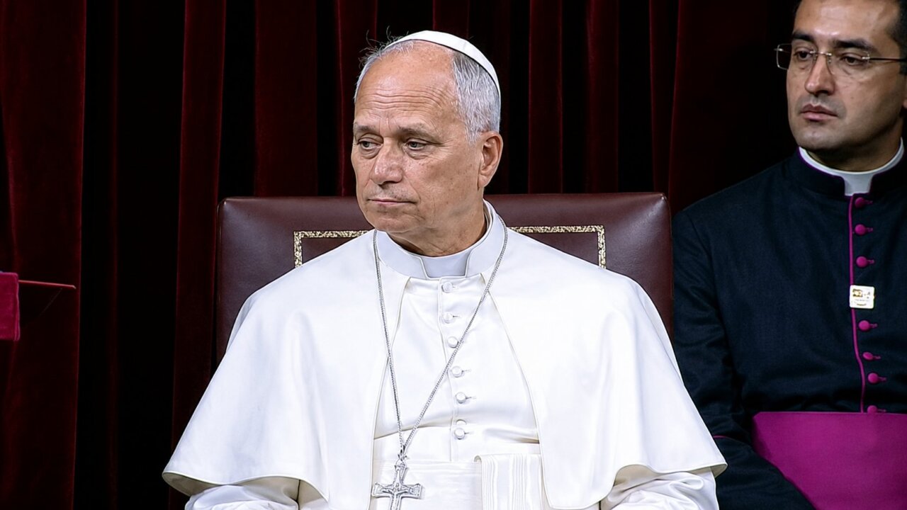 El papa Le&oacute;n XIV durante su discurso ante las Cortes Generales en Espa&ntilde;a.