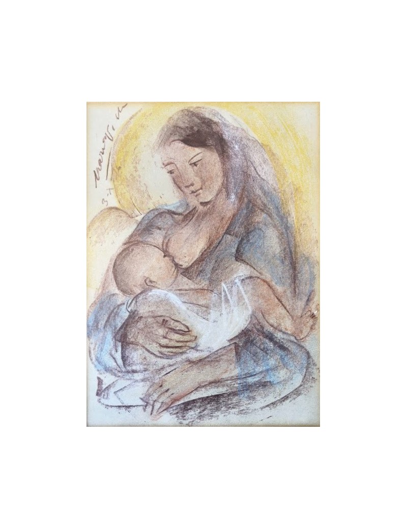 Dibujo de Mar&iacute;a Vich representando a una madre con su hijo