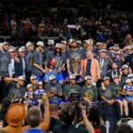 Celebraci&oacute;n del equipo New York Knicks tras ganar el campeonato de la NBA en 2026.