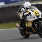 Pakita Ruiz compitiendo en la carrera de motociclismo en Misano