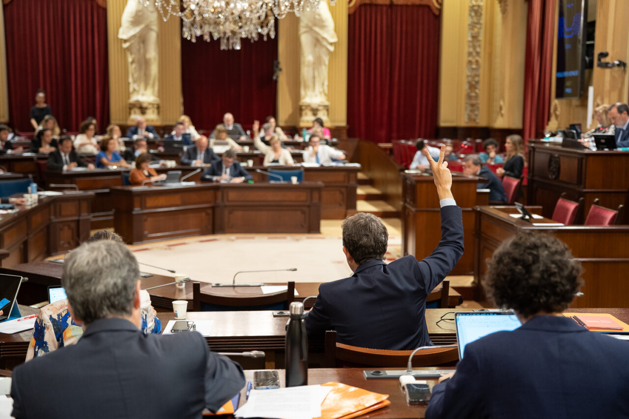 Vista de una sesión en el parlamento con legisladores votando